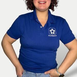 Vintage 80s Stedman short sleeve cobalt blue polo shirt size L